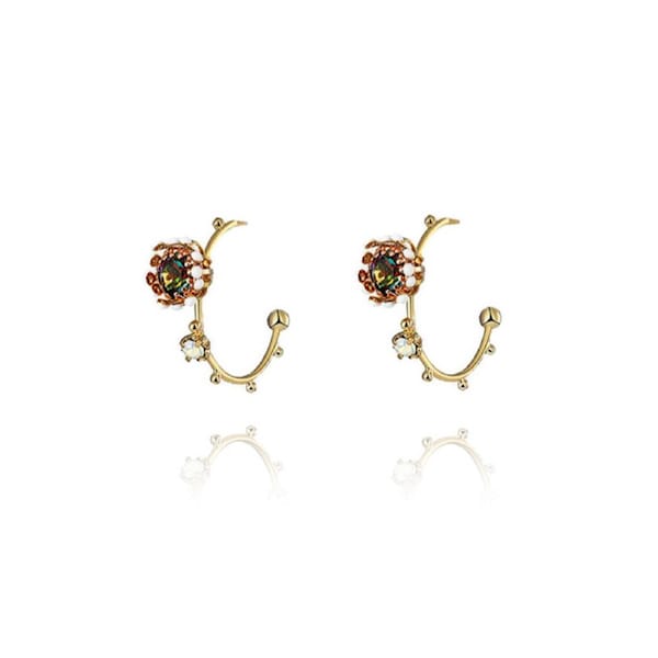 Culturesse Lucien Austrian Zirconia 14K Gold Plating Earrings For Pierced Ears