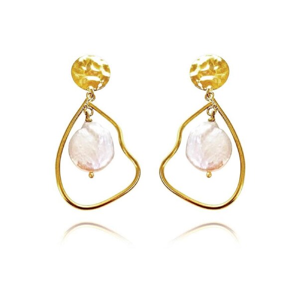 Culturesse Celestia Artisan Pearls 24K Gold Plating Earrings For Pierced Ears