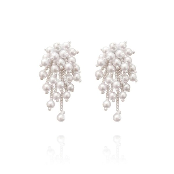 Culturesse Mireya Simulated Pearls Sterling Silver Earring Post For Pierced Ears