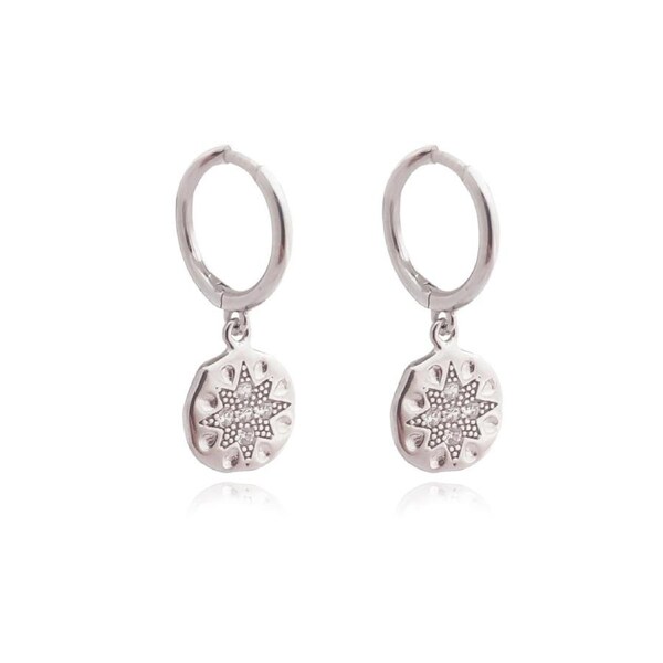 Culturesse Joslyn Starburst Dainty Sterling Silver Hoop Earring For Pierced Ears