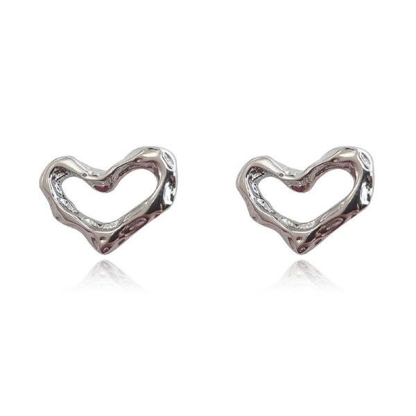 Culturesse Anneli 20mm Artisan Titanium Heart Earrings Fashion Jewellery Silver
