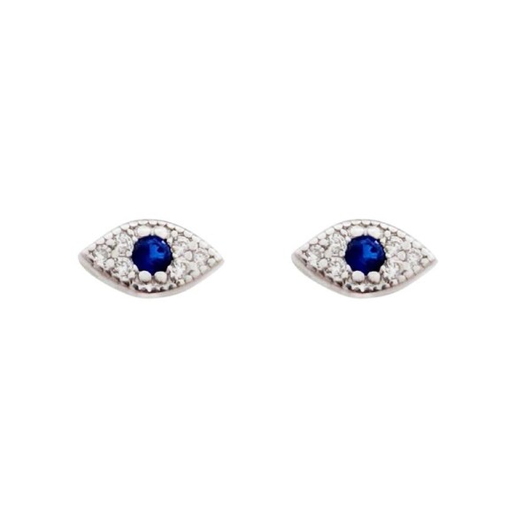 Culturesse 6mm Cubic Zirconia Little Evil Eye Stud Earrings Sterling Silver
