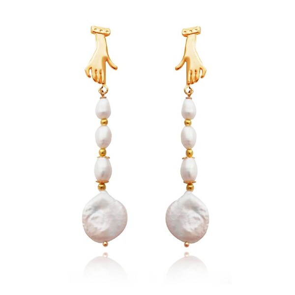 Culturesse Desiree 24K Pure Gold Plating Cultured Pearl Earring For Pierced Ears
