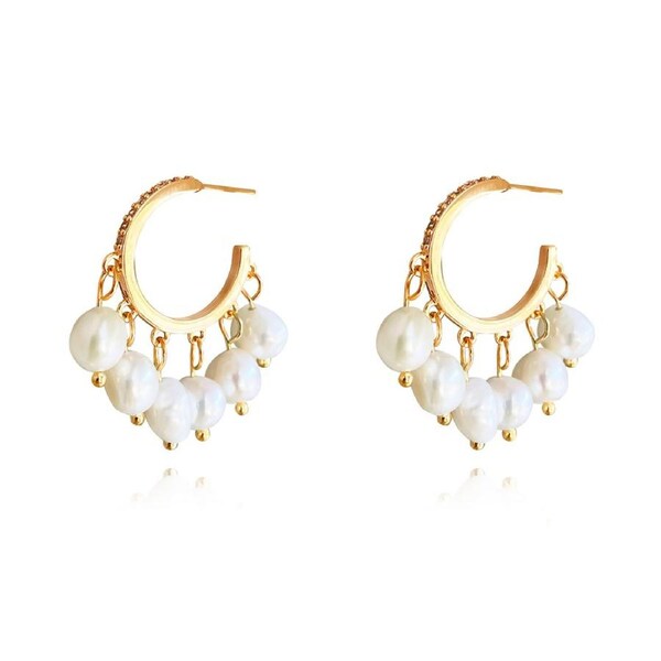 Culturesse Summer 14K Gold Plating Freshwater Pearls Drop Earrings Jewellery