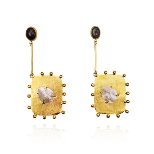 Culturesse Florence 95mm 24K Quartz Dangle Earrings Fashion For Pierced Ears BLK