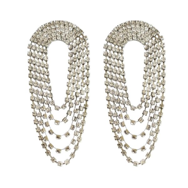 Culturesse Elle Clear Diamantes Silver Plating Earrings Fashion For Pierced Ears