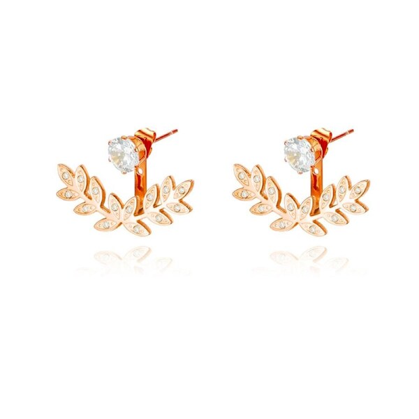 Culturesse Olevia Titanium Steel Crystal 18K Rose Gold Plating Stud Earrings