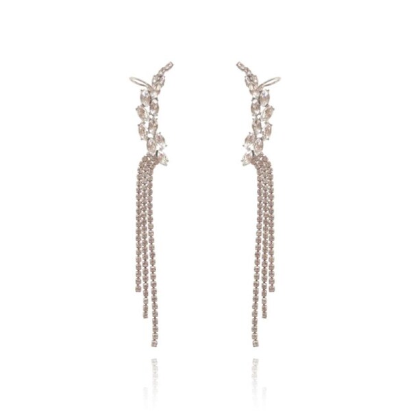 Culturesse Madelyn Clear Diamante Silver Plating Attached To You Earrings Silver