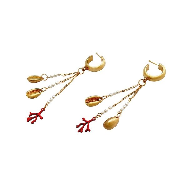 Culturesse Lyla Simulated Pearls14K Gold Plating Drop Earrings Fashion Jewellery