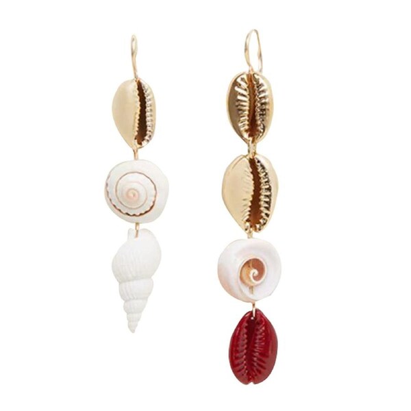 Culturesse LuLu 10cm Bohemian Mismatching Shell Drop Earrings Women's Jewellery