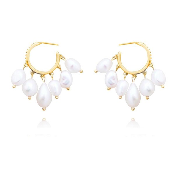 Culturesse Chelsea 14 K Gold Plating Freshwater Pearls Drop Earrings Jewellery