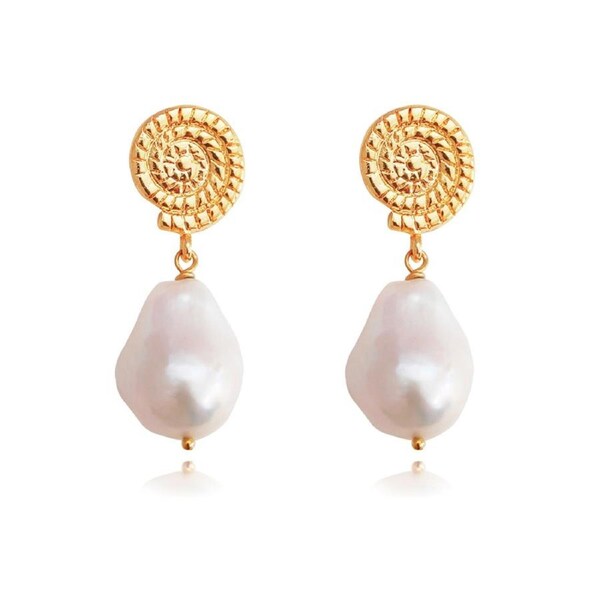 Culturesse Aurelia 24 K Gold Plating Pearls Baroque Pearl Drop Earrings Fashion