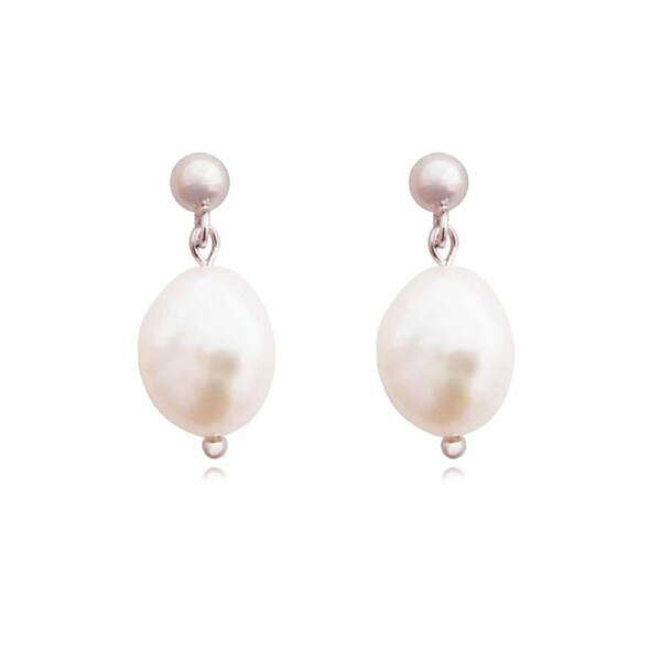 Culturesse Sterling Silver Western Australia Freshwater Pearls Earrings White