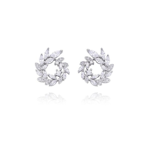 Culturesse Baby Georgia 15mm Clear Diamantes Earrings Rhodium Plating Silver