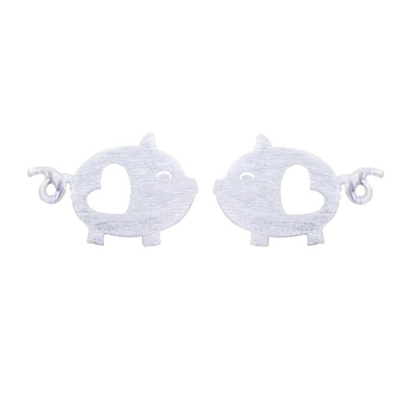 Culturesse 12mm Little Merry Piggy Stud Earrings Women's Fashion Sterling Silver