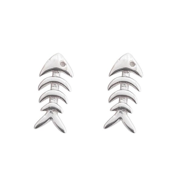 Culturesse 9mm Little Fishbone Stud Earrings Fashion Jewellery Sterling Silver
