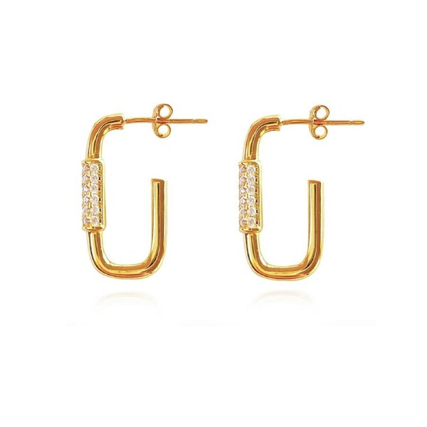 Culturesse Fletcher Sterling Silver 20mm U Earrings Jewellery 18 K Gold Plating