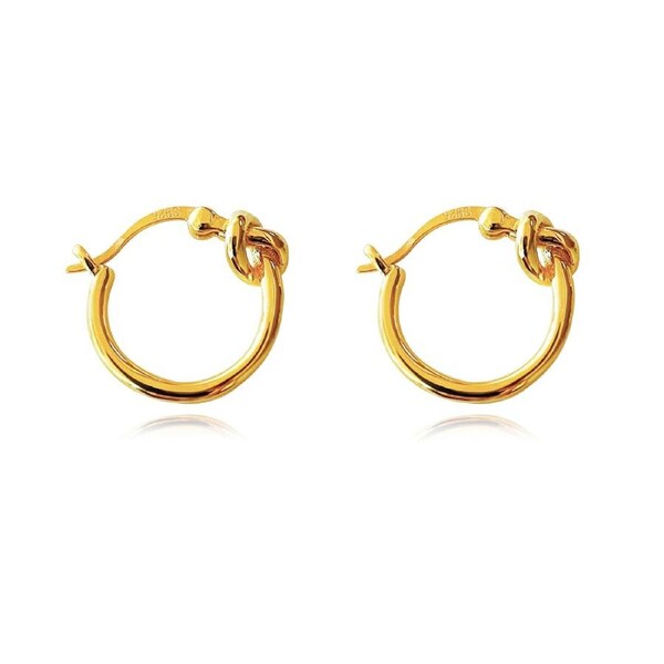Culturesse Tie A Knot Sterling Silver 15mm Modern Hoop Earrings 18K Gold Plating