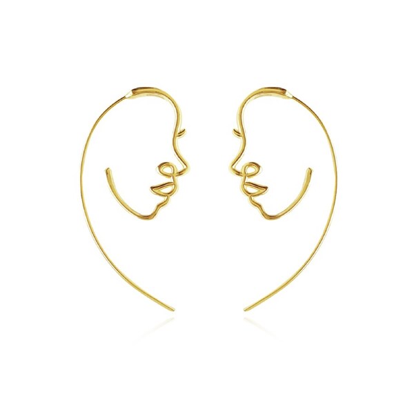 Culturesse Vianca Sterling Silver 33mm Face To Face Earrings 18k Gold Plating