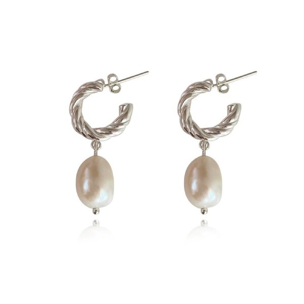 Culturesse 30mm Adley Freshwater Pearls Drop Earrings Fashion Sterling Silver