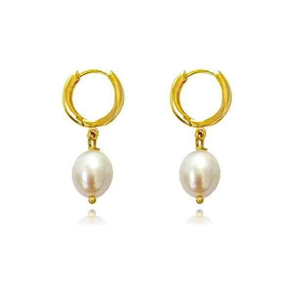 Culturesse Giselle 35mm Freshwater Pearls 24K Gold Filled Pearl Drop Earrings