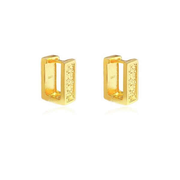 Culturesse Adelyn 12mm Sterling Silver Textured Huggie Earrings 18K Gold Plating