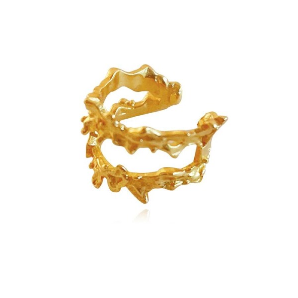 Culturesse Ivor Sterling Silver Ear Contour Single Cuff Earring 18K Gold Plating