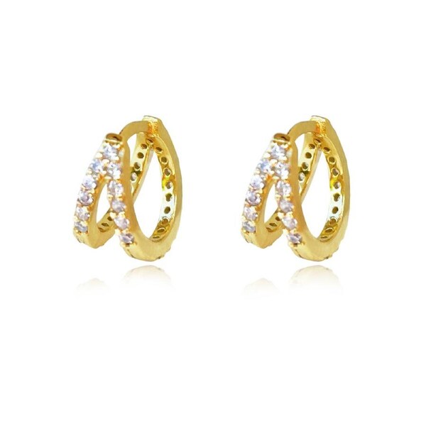 Culturesse Elaina Sterling Silver 12mm Zirconia Hoop Earrings 18K Gold Plating