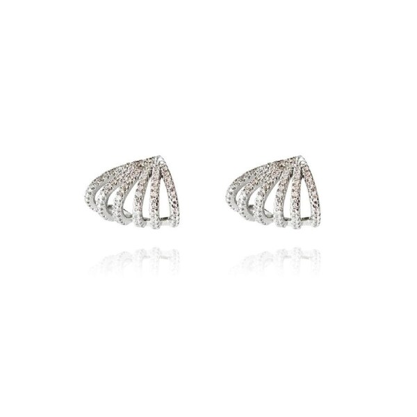 Culturesse Honesty 20mm Rhodium Crystal Stud Earrings Women's Jewellery Silver