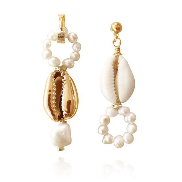 Culturesse Keira 13mm Freshwater Pearls Coastal Muse Drop Earrings Fashion Gold