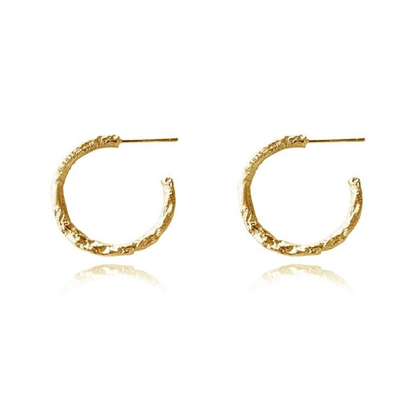 Culturesse Avery Stainless Steel Artsy Textured Hoop Earrings 18k Gold Plating