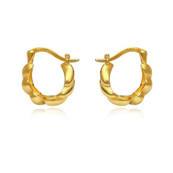 Culturesse Davina Sterling Silver 15mm Croissant Hoop Earrings 18 K Gold Plating