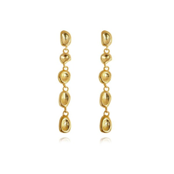 Culturesse Aka Sculptural Pebble Drop Earrings Sterling Silver 18K Gold Plating