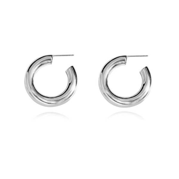 Culturesse Abella 24mm Classic C Hoop Earrings Sterling Silver Rhodium Plating