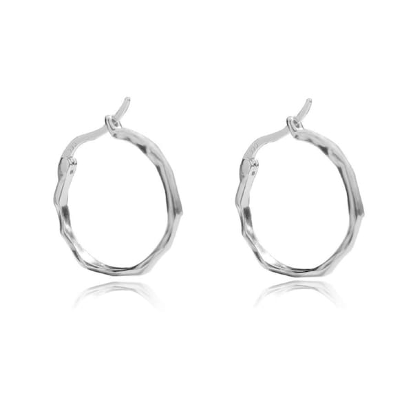 Culturesse Original 20mm Everyday Hoop Earrings Sterling Silver Rhodium Plating