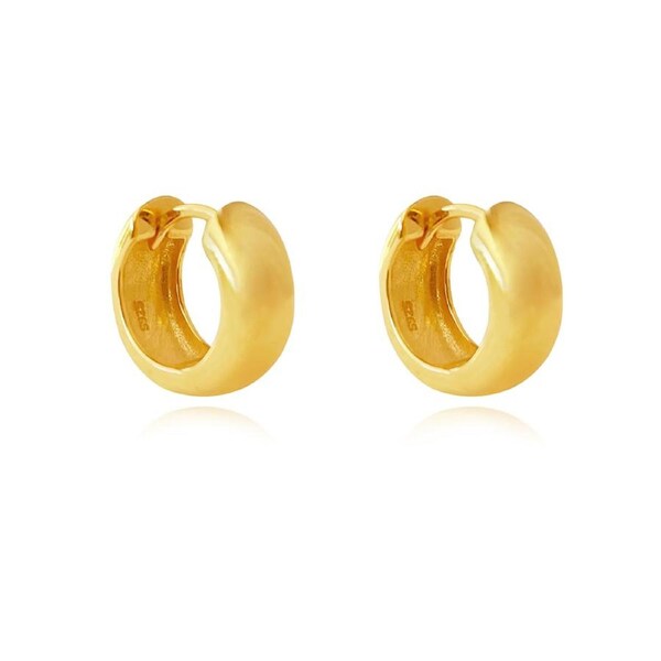 Culturesse Sunday Sterling Silver Chunky Hoop Earring Vermeil 18 K Gold Plating