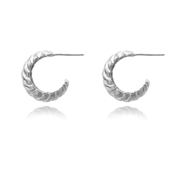 Culturesse Gianni Croissant Hoop Earrings Sterling Silver White Rhodium Plating