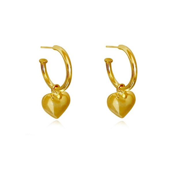 Culturesse Lavin 27mm Love Heart Drop Earrings Sterling Silver 18k Gold Plating