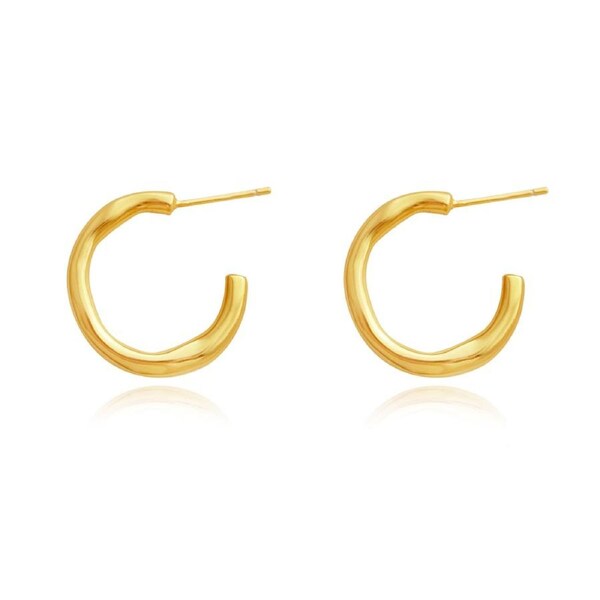 Culturesse Avenly Classic 18mm Hoop Earrings Sterling Silver 18K Gold Plating