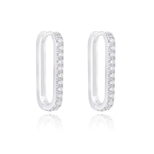 Culturesse Parker Dainty Huggie Earrings Sterling Silver Clear Cubic Zircons