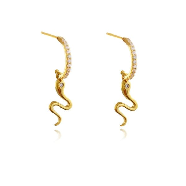 Culturesse Elga Snake Drop Earrings Jewellery Sterling Silver 18K Gold Filled