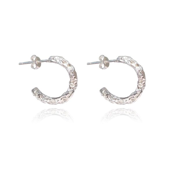 Culturesse Solvej Artisan Raw Hoop Earrings Fashion Jewellery Sterling Silver