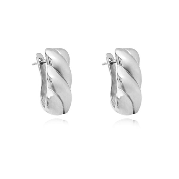 Culturesse Velma Twisted U Huggie Earrings Sterling Silver White Rhodium Plating