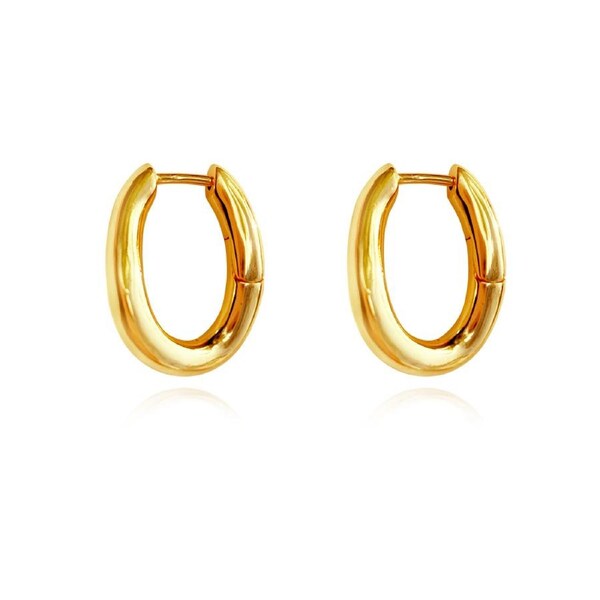 Culturesse Enoa 19mm Fine Twist Huggie Earrings Sterling Silver 18K Gold Plating