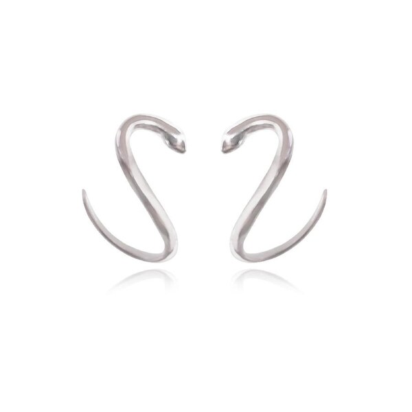 Culturesse Cassidy Artisan 15mm Dainty Serpent Stud Earrings Sterling Silver