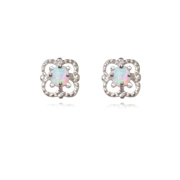 Culturesse Aeliana 6mm Dainty Stud Earrings Sterling Silver Natural Solid Opal