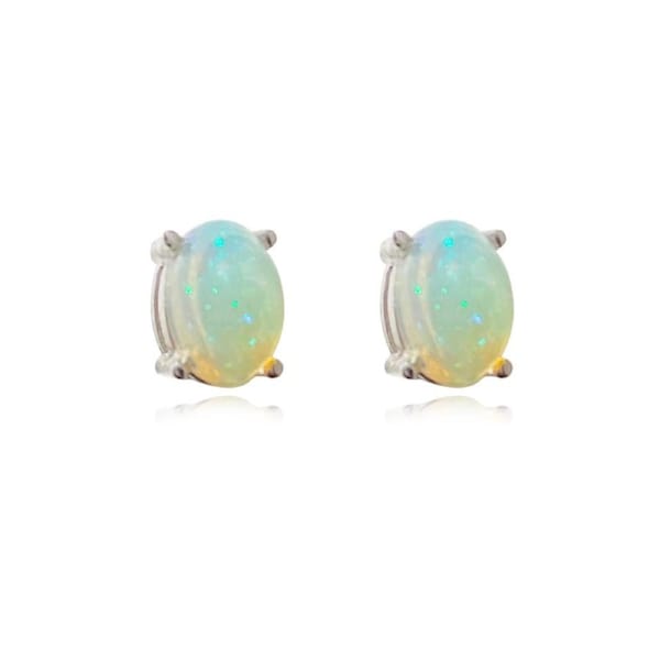 Culturesse Lumi 6mm Stud Earrings Jewellery Sterling Silver Natural Solid Opal