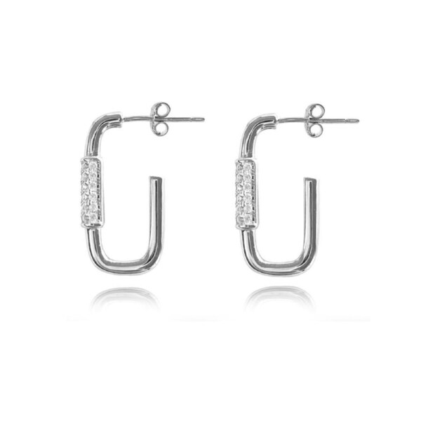Culturesse Fletcher U-Shape Stud Earrings Sterling Silver Rhodium Plating