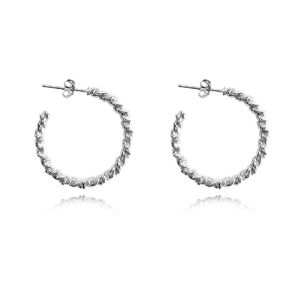 Culturesse Veronique French Twisted 23mm Fashion Hoop Earrings Sterling Silver