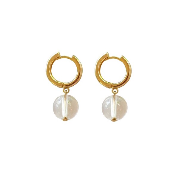 Culturesse Loulou Drop Earrings Stainless Steel Solid Glass 14K Gold Plating